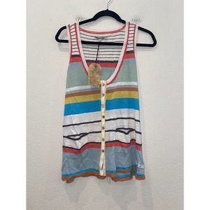 Thursday Island Lightweight Knit Sweater Sleeveless Stripe Size Small NWT